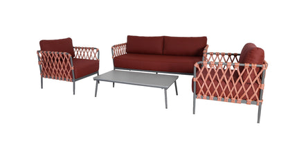 MARRAKESH LOUNGE SET 4PCS (2X CHAIRS  BENCH 81X186X69CM  TABLE 120X60X31CM)  -  ALU POWDER COATED ANTHRACITE