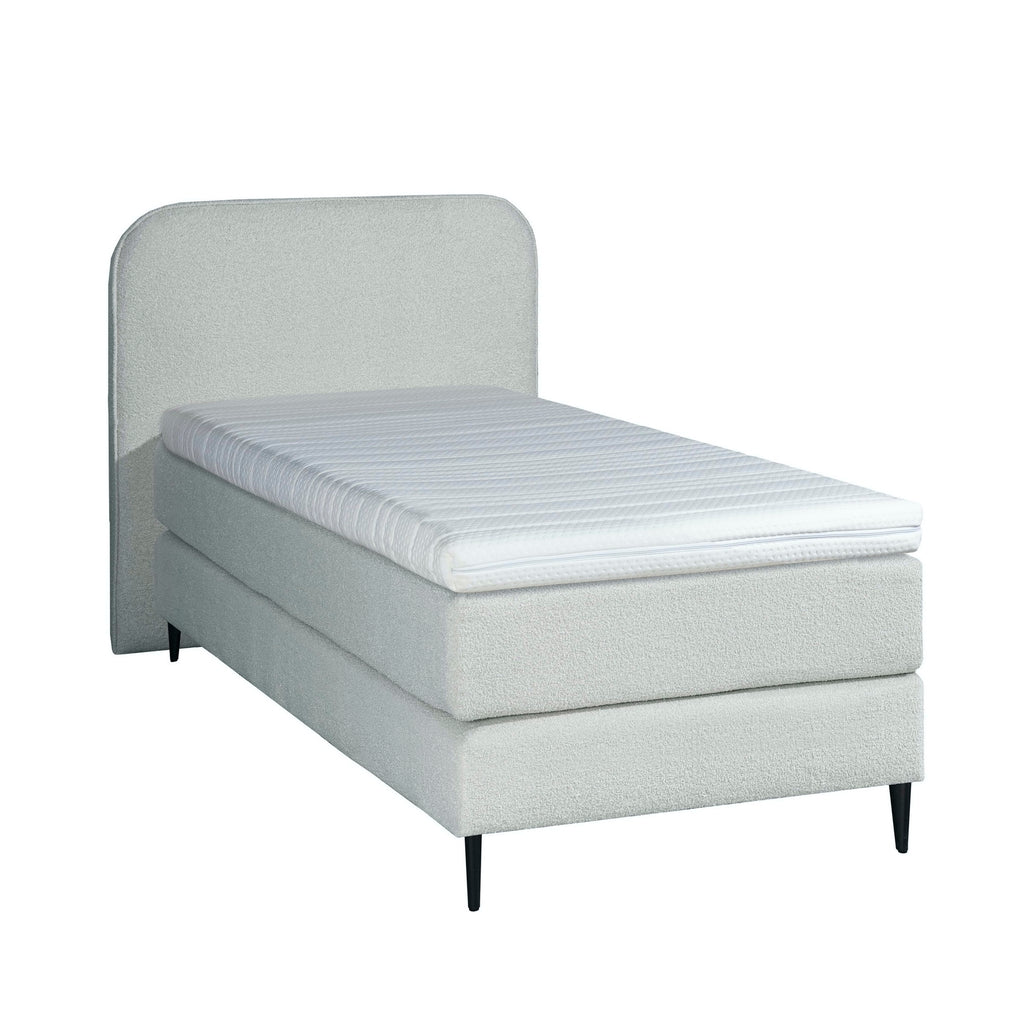 Mörgenn Bouclé Eenpersoons Boxspring Wit 90x200