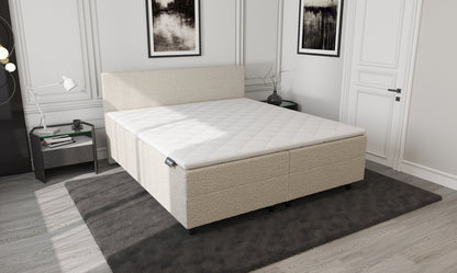 Mörgenn Aufbewahrung Boxspring Bouclé Beige 140x200