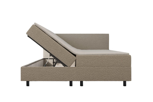 Mörgenn Aufbewahrung Boxspring Bouclé Beige 140x210