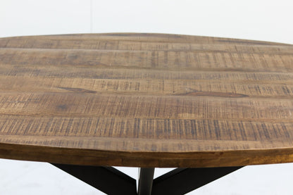 HSM Collection-Ovale Eettafel Melbourne-200x100x76-Naturel/Zwart-Mango/Metaal