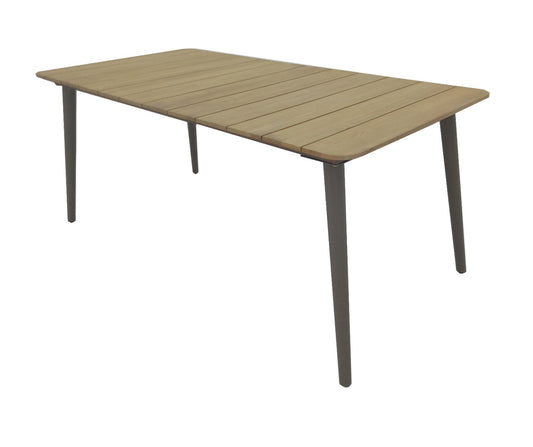 REIMS DINING TABLE - WOOD ACACIA TEAK LOOK / STEEL POWDER COATED TAUPE