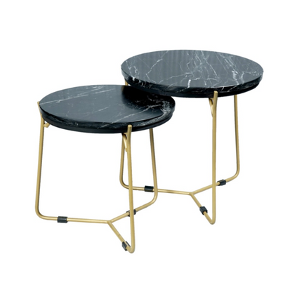 Salontafel set Caly | Zwart marmer 50-40 cm Bakker Living