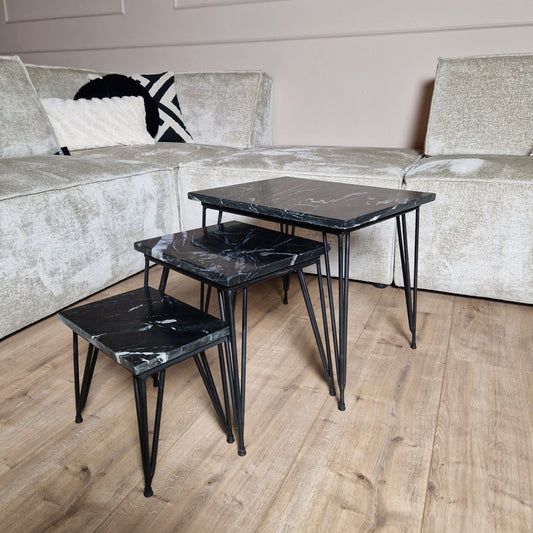 Coffee table set Jala | Black marble | 50 cm