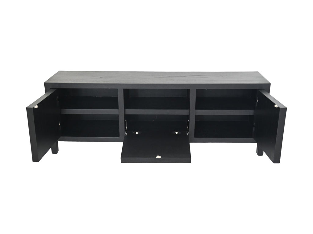 HSM Collection-Tv Meubel 3 Deur-160x42x55-Zwart-Teak Fineer