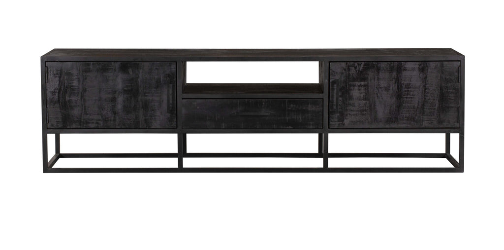 TV cabinet Denver Black 180 cm | Mango wood and steel