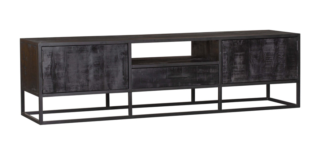 TV cabinet Denver Black 180 cm | Mango wood and steel