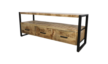 HSM Collection-Tv Meubel Havana 3 La-150x45x60-Naturel/Zwart-Mango/Metaal