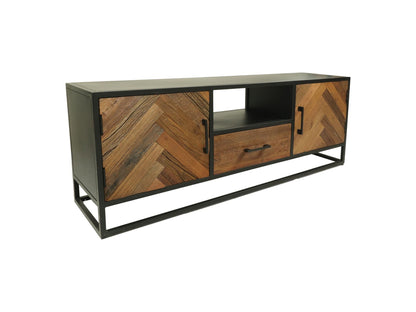 HSM Collection-TV Meubel Verona 2 Deur 1 La-150x40x55-Bruin/Zwart-Mango/Metaal