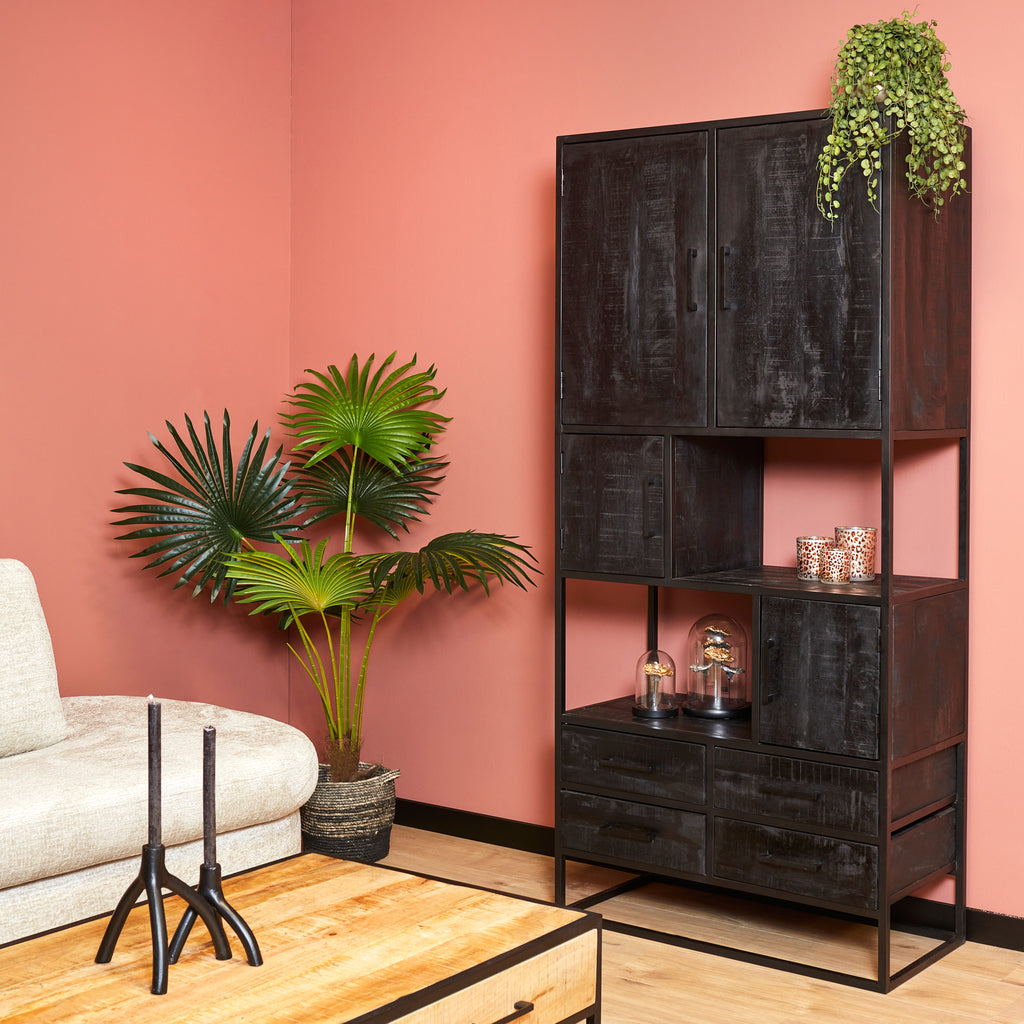 Compartment cupboard Denver Black | Mango wood and steel | 90 cm