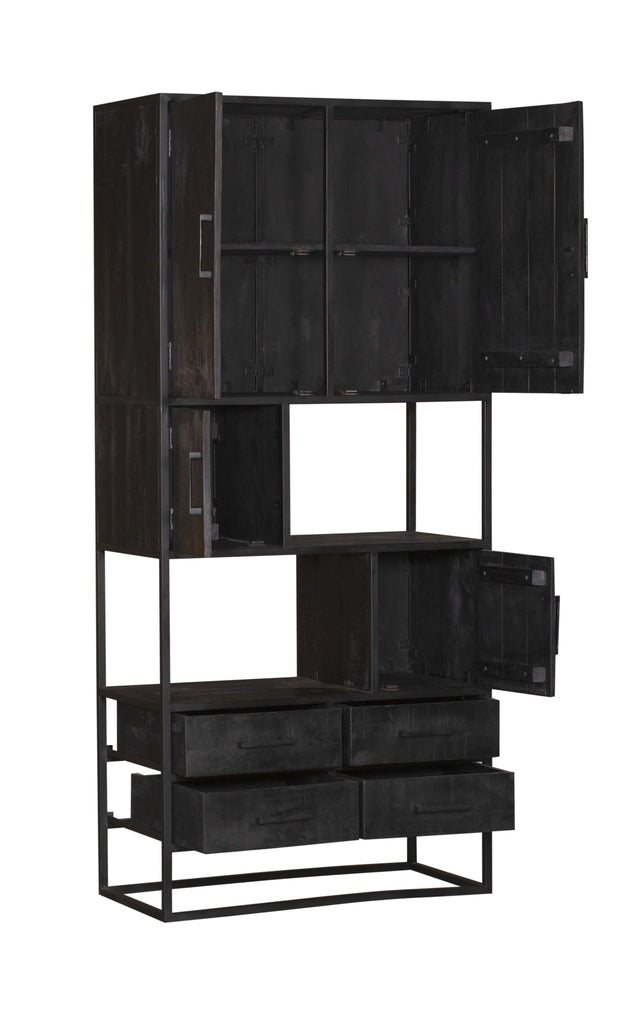 Compartment cupboard Denver Black | Mango wood and steel | 90 cm