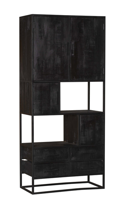 Vakkenkast Denver Black | Mangohout en staal | 90 cm